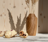 Vase de table en bois éco-responsable au fini naturel, support floral artisanal, diamètre personnalisable, décoratif pour mariage AZ