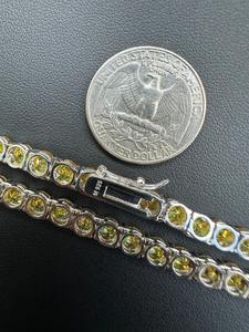 Cadena de Tenis con Diamantes de Moissanita de 5 mm de Color Amarillo, Diseño de Primera Calidad, Chapada en Oro sobre Plata 925, Joyería de Lujo para Mujer a Bajo Precio - Product Image 3