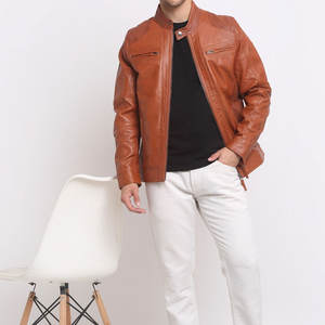 Veste en cuir classique pour hommes pour les amateurs de mode avec un matériau doux et des coutures durables - Product Image 4