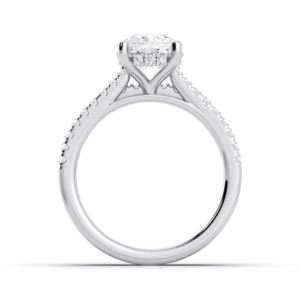 Bague de fiançailles Moissanite E-F/VVS-VS de 3.55 carats (centre 3.00CT) avec coussin et diamant taille ronde avec bande assortie en platine - Product Image 3