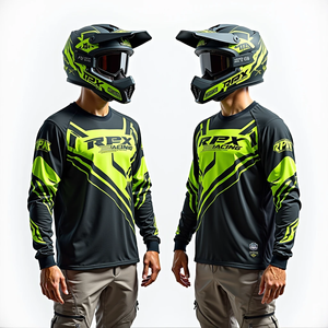 Maillot de course à manches longues personnalisé pour homme, respirant, chemise de motocross pour une conduite confortable en moto tout-terrain, techniques imprimées - Product Image 1