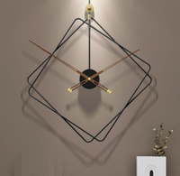 Minimaliste noir poudre enduit couverts mur métal carré horloge contemporain salon décor à la maison horloge