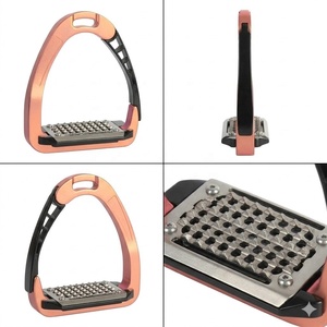 PAIR OF CUSTOM COLOR MOVING RETRACTABLE SAFETY STIRRUPS ALUMINIUM AND <b>POLYMER</b> HORSE RIDING RIDERS EQUESTRIAN SUPPLIES PINK - Product Image 2