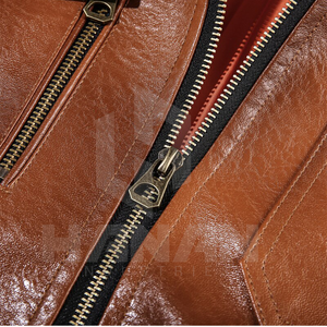 La mejor chaqueta de cuero casual para hombre con cremalleras metálicas y forro interior protector - Product Image 6