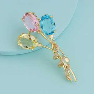 Broche de Moda con Cristales y Diamantes de Imitación 192192, Broches de Aleación Plateada con Diseño Floral para Fiestas, Bodas y Regalos - Product Image 1