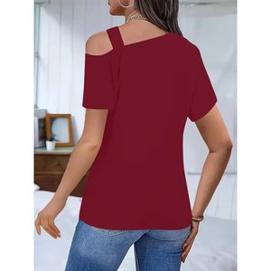 Blusa de Viscosa para Mujer de Jane's con Manga Corta y Cuello Asimétrico - Blusa Elegante e Informal para Uso Diario - Product Image 2