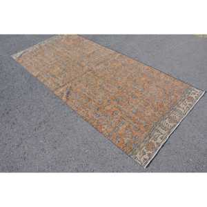 Vintage Eco-Friendly <b>Wool</b> Rug Large 4.3x9.4 ft <b>Brown</b> Patchwork Latex Backed Traditional Rug - Product Image 2
