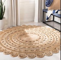 Tapis d'intérieur en jute tressé réversible de style classique, écologique, couleur unie, poils moyens, épais, fil naturel, chambre à coucher