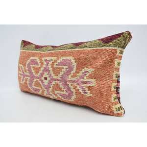 Traditional Style <b>Orange</b> Wool <b>Pillow</b> 12x24 Inches Geometric Vintage Pattern Woven Luxury for Living Room Sofa for Christmas - Product Image 4