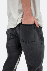 Pantalon évasé décontracté 100% coton à jambes larges et à fermetures à glissière mi-hautes Jeans évasés respirants délavés pour hommes - Product Image 3