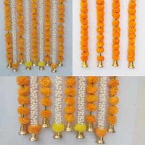 พวงมาลัยกระดิ่งสำหรับตกแต่งแบบยาวของ5ft มีดอกดาวเรืองสำหรับงานแต่งงานแบบอินเดียและแบบดิวาลีตกแต่งเวทีและของตกแต่งเวที - Product Image 4