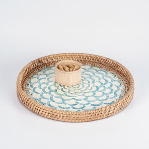 Bandeja con incrustaciones de nácar de Vietnam, bandeja de servicio duradera elegante hecha a mano, respetuosa con el medio ambiente para decoración de cocina moderna, SM2032 - Product Image 4