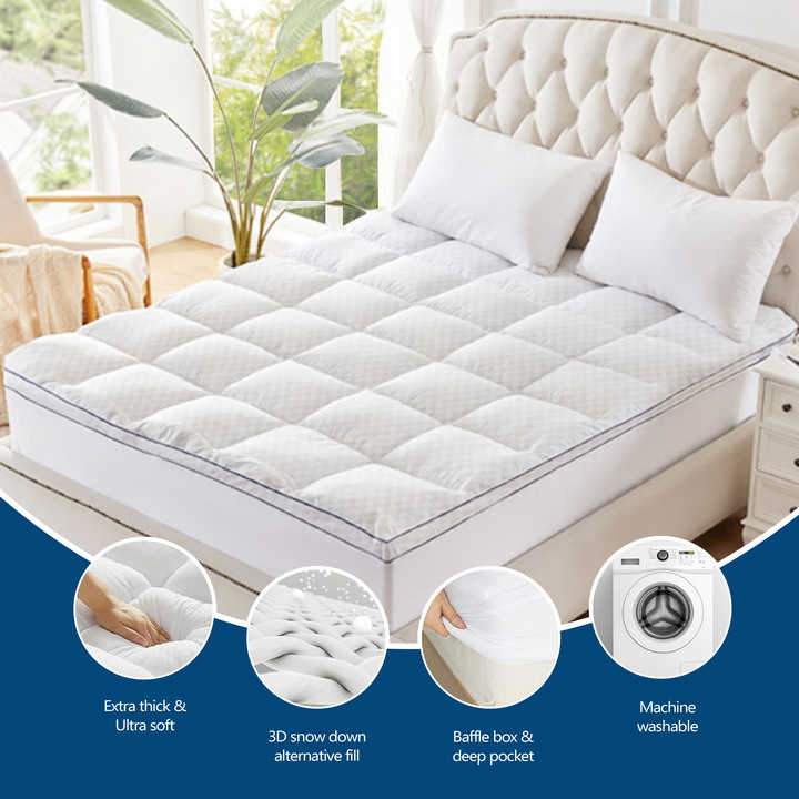 Customized Wholesale Queen Size Microfiber Mattress Cover Quilted Fitted With Deep Pocket Patch Style Mattress protacter