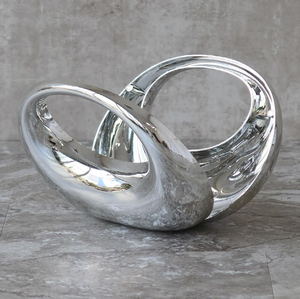 A modern, reflective chrome <b>box</b> <b>clutch</b> with a thick and thin chain strap, minimalist yet striking. Available at wholesale price. - Product Image 5