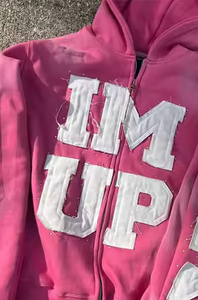 Chándal de alta calidad 2025, ropa de calle, chándal con apliques bordados desgastados, chándal de algodón de tela de rizo francés para hombre - Product Image 4