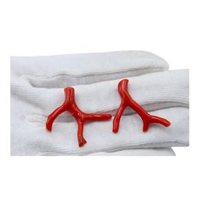 Combina un par de Coral rojo italiano Natural en forma de palo Coral pulido áspero para hacer joyas Piedra preciosa de Coral de calidad rara - Product Image 4