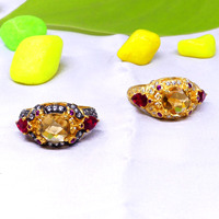 Everyday Classic 925 Sterling Silver Gold Vermeil Citrine Gemstone Couple Ring pour les femmes pour les anniversaires