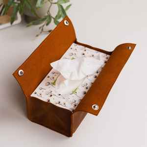 Caja de Pañuelos de Cuero Genuino Hecha a Mano de Primera Calidad, Personalizable, para Escritorio de Oficina e Interiores Modernos del Hogar LTBC-0015 - Product Image 2