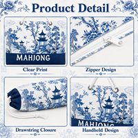 Tas Travel Mahjong Amerika, Tas Jinjing, Tas Pembawa, Aksesoris Mahjong Lucu, Tas Penyimpanan Rak Mahjong, Tas Jinjing
