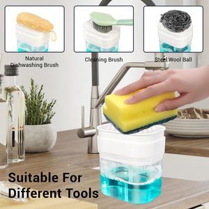 Sáng Tạo 2-Trong-1 Của Nhãn Hiệu Báo Chí Món Ăn Xà Phòng <span class=keywords><strong>Dispenser</strong></span> Miếng Bọt Biển Phòng Tắm Rửa Chủ Nhà Bếp Bơm Chất Lỏng Xà Phòng Tắm Nhà Vệ Sinh Cung Cấp - Product Image 6