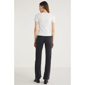 ETHIQUET Maude Body de manga corta con cuello redondo y ajuste regular con aspecto acanalado para mujer - Product Image 5