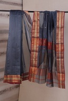 Sari Zhaad Pallu à double bordure 100% coton biologique teint uni