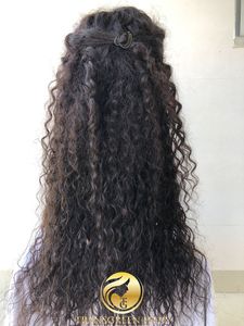 Gran oferta 100% Raw sin procesar templo indio 24 "Natural rizado Frontal HD encaje Peluca de cabello humano 180% densidad completa a precios al por mayor - Product Image 3