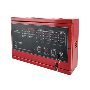 Panneau de commande d'alarme incendie conventionnel filaire 4 zones panneaux de commande d'alarme incendie bon marché avec système de sécurité incendie de couleur rouge