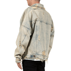 Venta al por mayor de alta calidad de los hombres chaqueta de mezclilla de manga larga con cremallera chaqueta de mezclilla azul personalizado nuevos diseños chaquetas de los hombres - Product Image 4