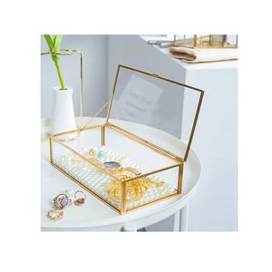 Boîte à bagues en métal et en verre de couleur or Boîte à bagues en métal de forme et de taille personnalisées de qualité supérieure - Product Image 6
