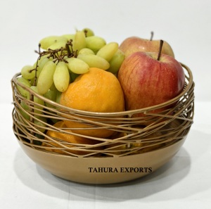 Bol de fruits décoratif creux Durable élégant câblé raffiné fabriqué à la main spacieux élégant incurvé lisse classique bol de cage de fruits - Product Image 4