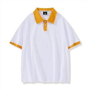 Camisa de punto antiarrugas de 240 gramos con logotipo personalizado, de algodón, con hombros caídos, solapa de contraste de color y manga corta. - Product Image 2