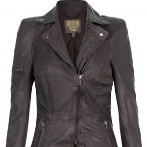 Veste en cuir de mouton Tan pour femme Style vintage court lavage finition cirée vêtements d'extérieur à la mode - Product Image 1