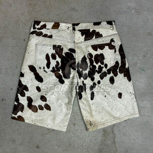 Custom Casual Canvas Hair-on Cowhide Men's Shorts-Boutique Style Exotic Pattern Quick Dry - Product Image 3