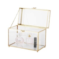 Boîte en verre de forme personnalisée en gros lot de 3 articles de table porte-bijoux en métal fournitures de conteneur de bijoux décoratifs faits à la main