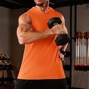 Custom Large Size Pullover <b>Hoodie</b> for <b>Men</b> Solid Color <b>Sleeveless</b> Sweatshirt Embroidery Casual Versatile Sports Vest for Gym - Product Image 2