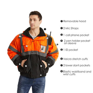 Chaqueta de manga larga de alta visibilidad personalizada seguridad naranja Hi Vis con chaquetas con logotipo a la venta buena calidad - Product Image 3