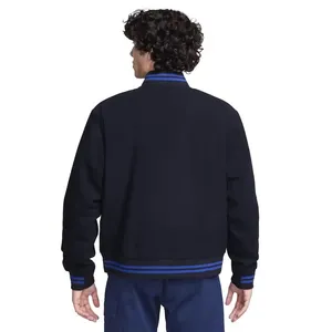 Veste universitaire marine pour homme, couleur unie, boutonnée, style preppy, en coton, col rabattu, coupe classique, pour l'automne - Product Image 5