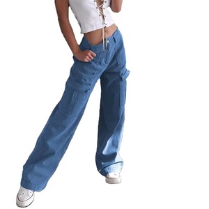 Pantalones Vaqueros de Cintura Baja Estilo Vintage para Mujer, al por Mayor, Personalizados, de Mezclilla Lavada, de Pierna Ancha, Estilo Holgado, Pantalones Baggy para Mujer - Product Image 5