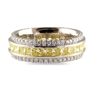 Anillo de Bodas de diseño de moda 18K oro amarillo blanco redondo corte brillante diamante eternidad banda anillo para mujer Bling joyería brillante - Product Image 1