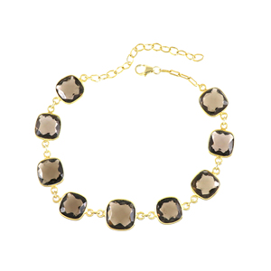 <b>Silver</b> Export House Sterling <b>Silver</b> Gold Plated Smoky Quartz Charm <b>Bracelet</b> for Women Party Occasion - Product Image 1