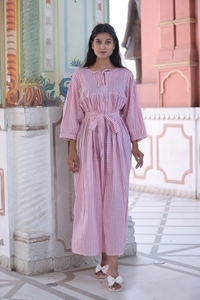 Robe imprimée à rayures en coton indien à la main pour femmes, tenue de fête d'été pour femmes, style bohème, robe cadeau de mariée personnalisée en solde. - Product Image 4