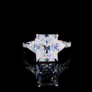 Bague de fiançailles en diamant de laboratoire taille radiant de qualité supérieure, or jaune massif 14 carats, bande polie brillante, 1 carat, joaillerie fine - Product Image 1