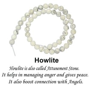 Perles rondes en howlite naturelle de 8 mm pour la fabrication de bijoux, 45-50 pièces, Calme et Patience - Product Image 4