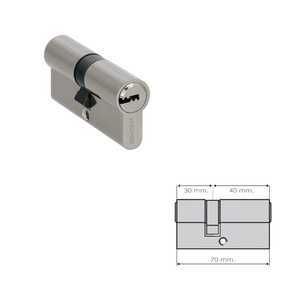 กระบอกนิรภัย Wolfpack 30x40 มม. กุญแจยาวชุบนิกเกิลพร้อม 5 ดอก - Product Image 2