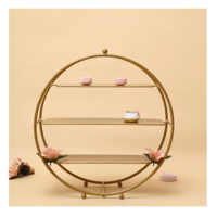 Présentoir à gâteau doré, forme ronde moderne, plaque dorée, base en métal de luxe, pour anniversaire et mariage, dessert, support à cupcakes