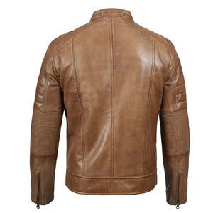 Veste en cuir traditionnelle élégante pour homme en cuir véritable brun pour la saison, veste pour homme - Product Image 2