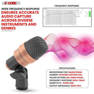 Microphone de batterie 5 cœurs XLR filaire unidirectionnel pour tom et autres instruments de musique, en cuivre - Product Image 2