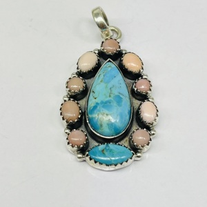 Pendentif en Turquoise Naturelle et Opale Rose Pendentif Designer Pendentif Bohème Pendentif Mode Pendentif Turquoise Pendentif Opale Pendentif - Product Image 2