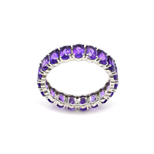 แหวนพลอยอเมทิสต์สีขาว14K สีทองขาวขนาด5x3มม. - Product Image 3